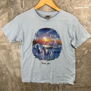 Light Blue Graphic‎ T-Shirt with Horse Design kids Size Large